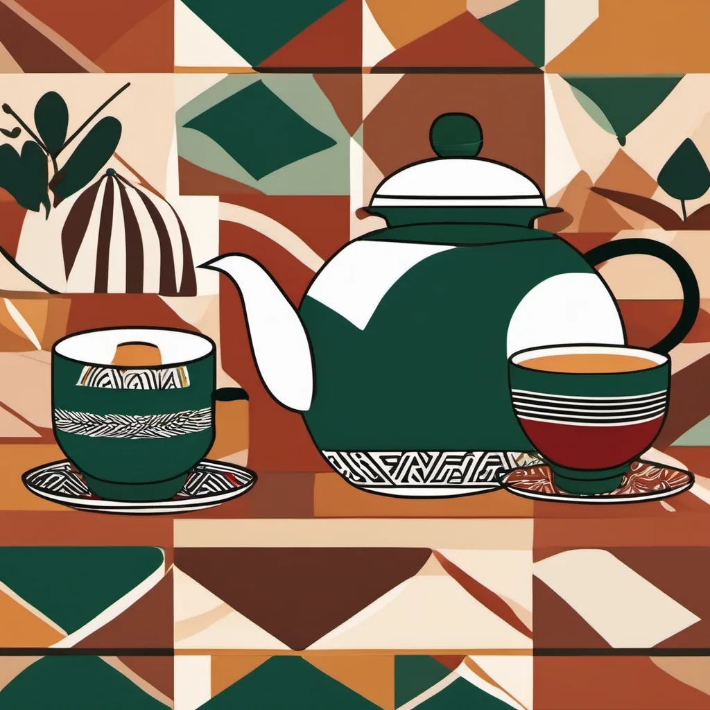 Illustration : théière et verres de thé, l’ataya sénégalaise